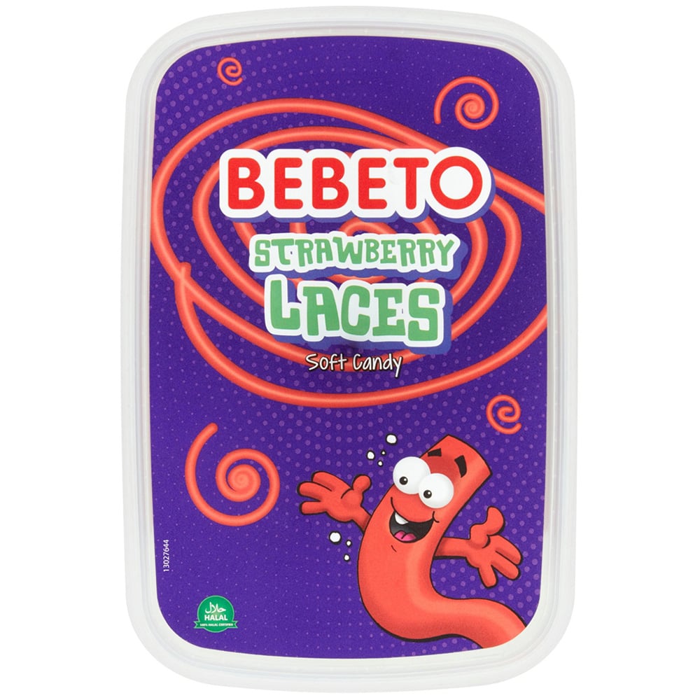 Bebeto Strawberry Laces Tub 500g - 12 Count