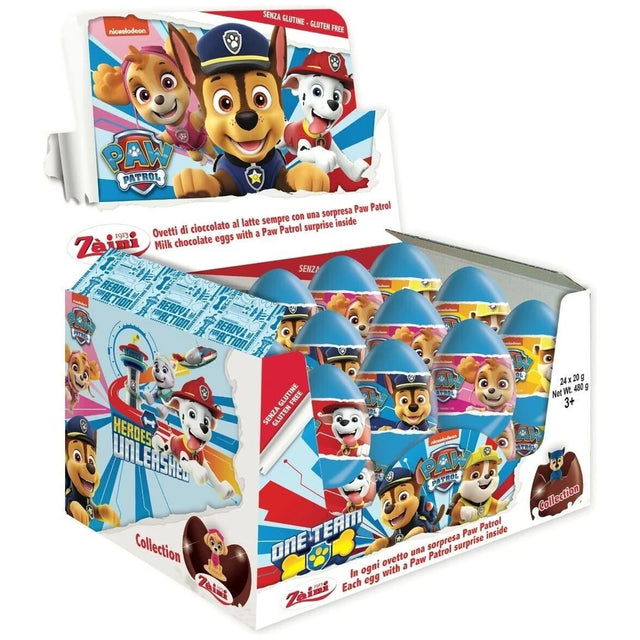 Zaini Chocolate Paw Patrol Surprise Eggs 20g - 24 Count