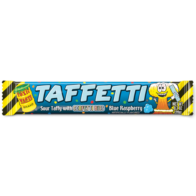 Toxic Waste Tafetti Blue Raspberry Chew Bar 20g - 24 Count