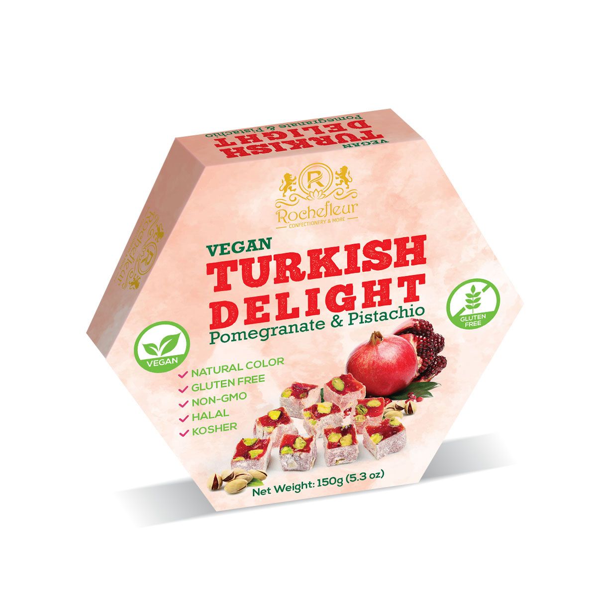 Rochefleur Pomegranate & Pistachio Turkish Delight 150g - 8 Count