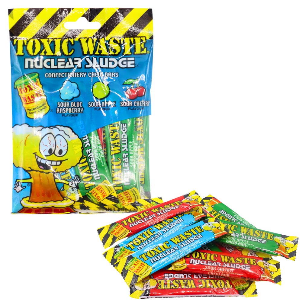 Toxic Waste Nuclear Sludge Mini Chew Bars 80g - 12 Count