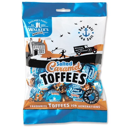 Walkers Salted Caramel Toffees Pre-Packed Bags 150g - 12 Count