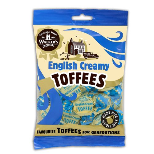 Walkers English Creamy Toffees Pre-Packed Bags 150g - 12 Count