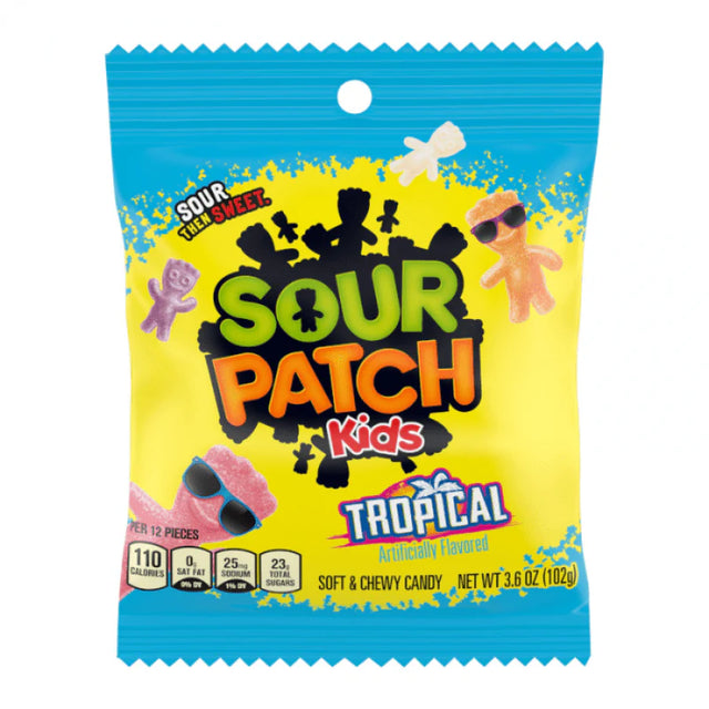 Sour Patch Kids Tropical Peg Bag 102g - 12 Count
