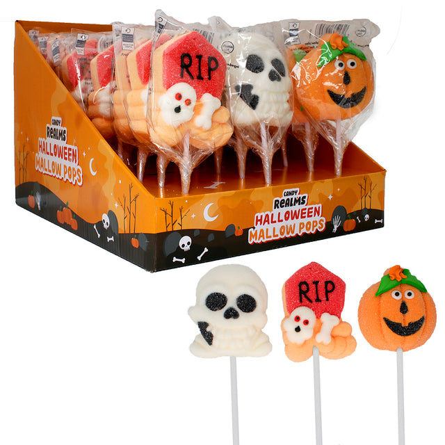 Candy Realms Halloween Mallow Pops 45g - 24 Count