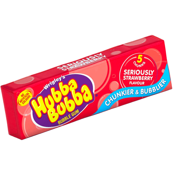Hubba Bubba Seriously Strawberry Bubble Gum 5 Chunky Chews - 20 Count