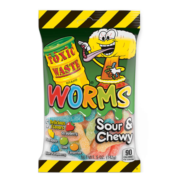Toxic Waste Sour Chewy Worms 142g - 12 Count