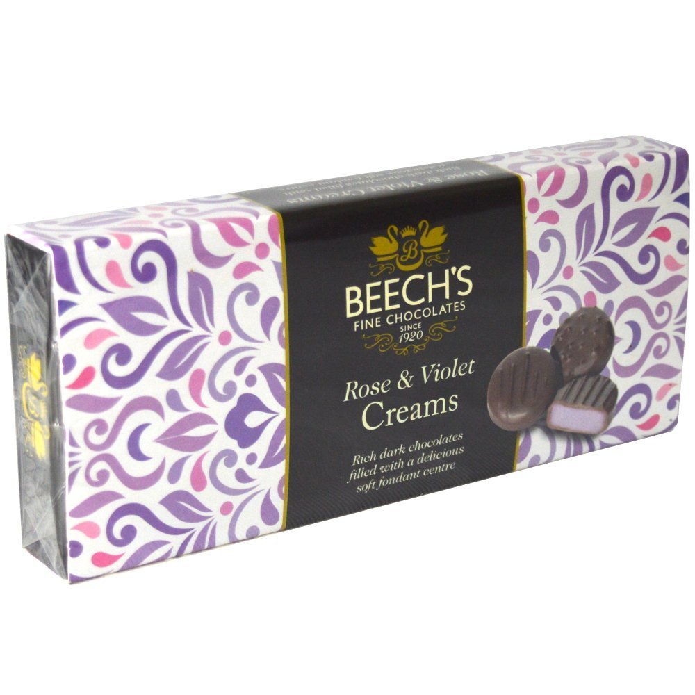 Beech's Dark Chocolate Rose & Violet Creams 140g - 12 Count