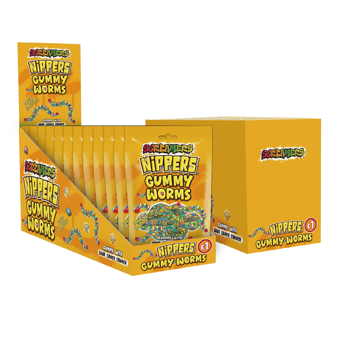 Zed Candy Screamers Nippers Gummy Worms 75g - 12 Count