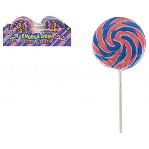 PMS Giant Bubblegum 110g Candy Lollies - 12 Count