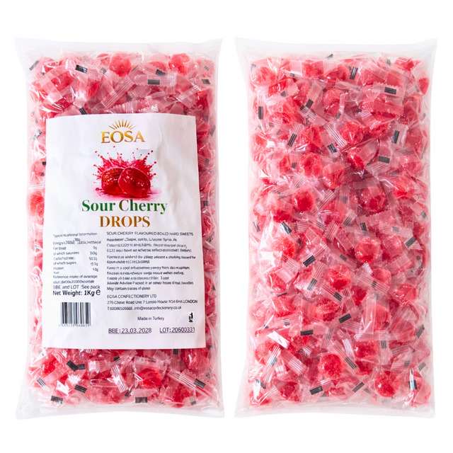 Eosa Sour Cherry Drops Hard Boiled Candy - 1kg