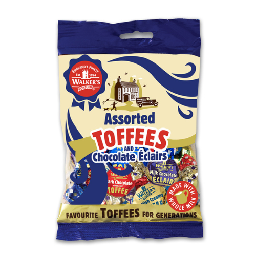 Walkers Assorted Toffees & Eclairs Pre Packed Bags 150g - 12 Count