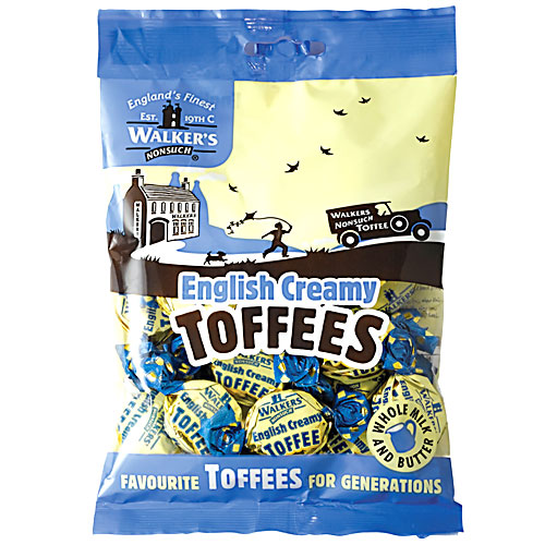 Walkers English Creamy Toffees Pre-Packed Bags 150g - 12 Count