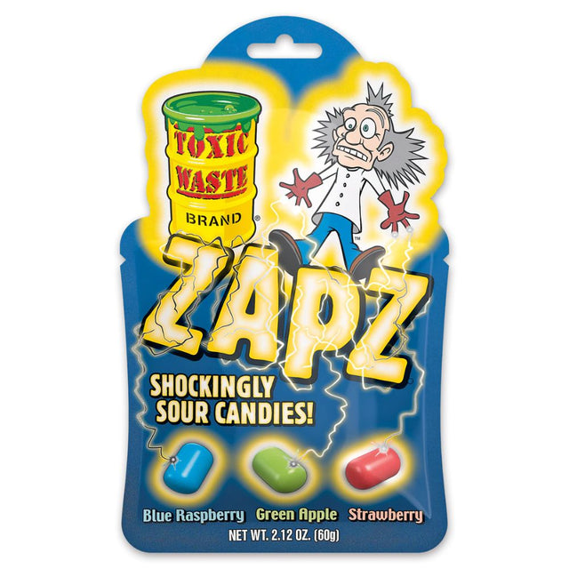Toxic Waste Zapz Shockingly Sour Candy 60g - 12 Count
