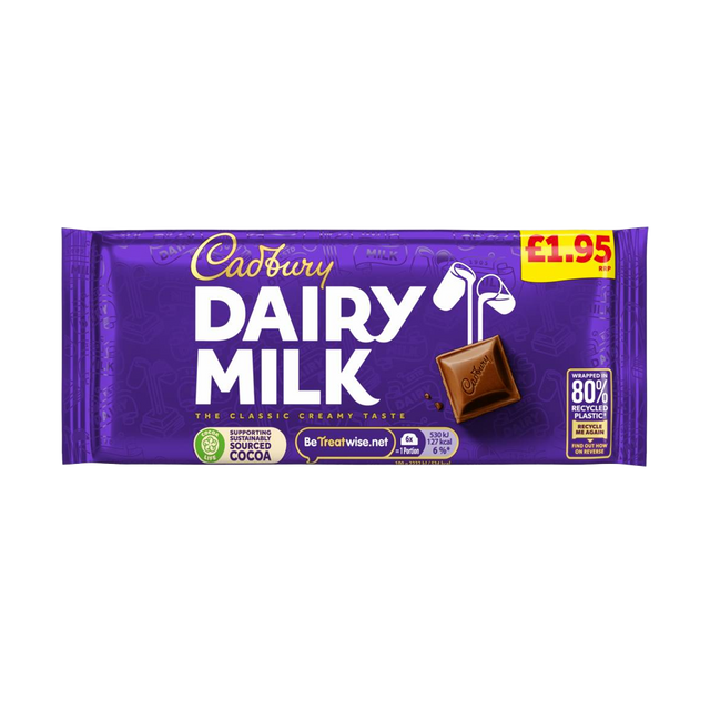 Cadbury Dairy Milk Chocolate Bar 95g PMP £1.95 - 22 Count