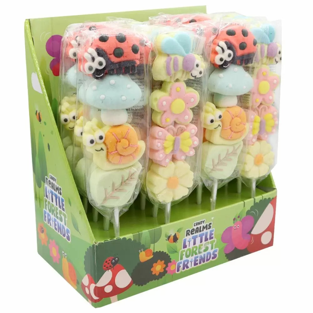 Candy Realms Forest Friends Mallow Lollipops 50g - 24 Count