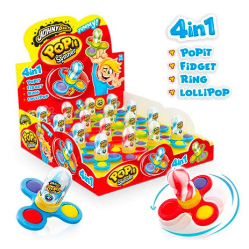 Johnny Bee Pop It Spinner Candy - 16 Count