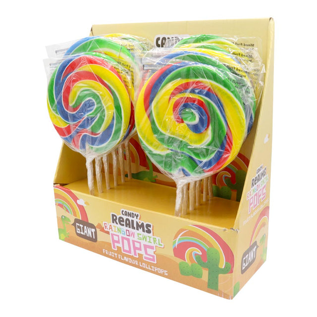 Candy Realms Large Round Lollipop 125g - 12 Count