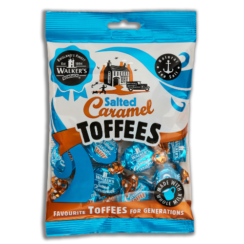 Walkers Salted Caramel Toffees Pre-Packed Bags 150g - 12 Count