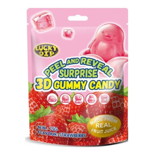 3D Strawberry Surprise Peel & Reveal Gummies 75g - 10 Count