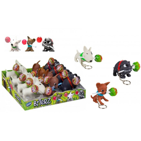 Biterz Dogz Strawberry Lollipops & Keychain 10.5g - 12 Count