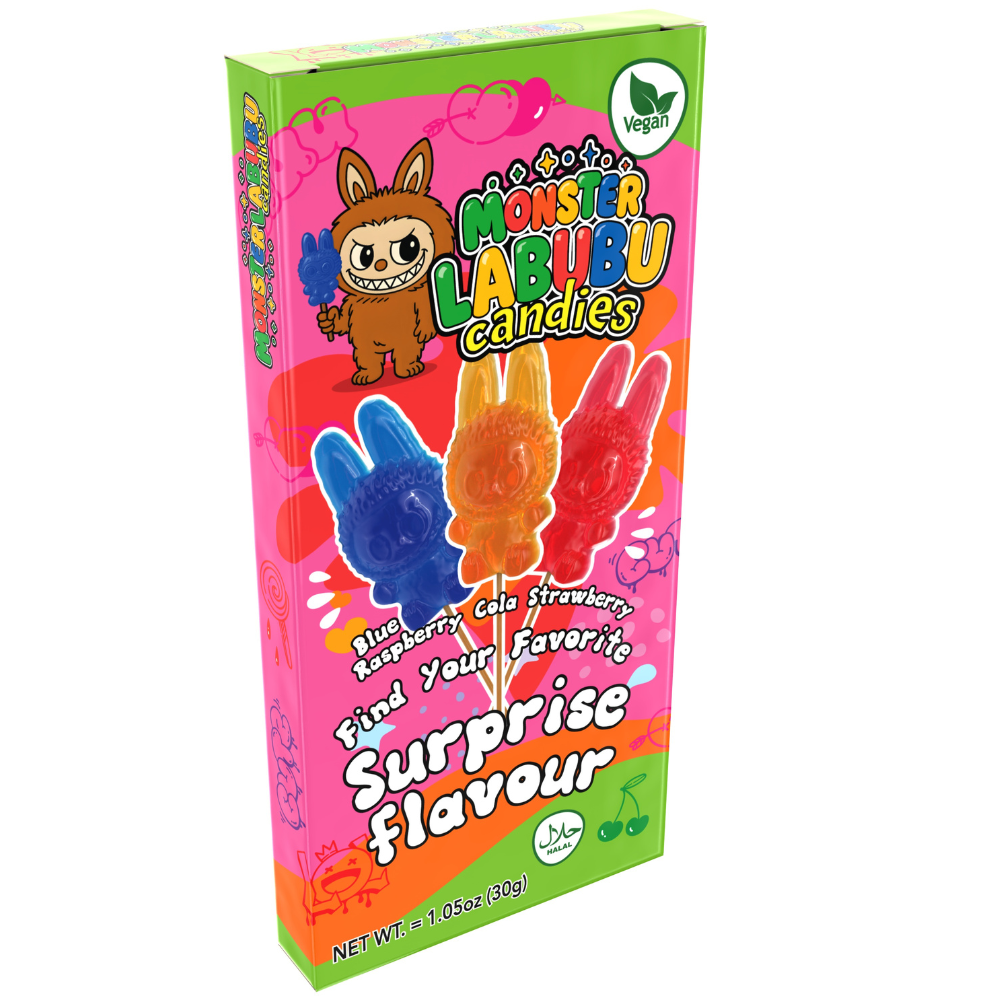 Monster Labubu Surprise Flavour Lollipop 30g - 24 Count