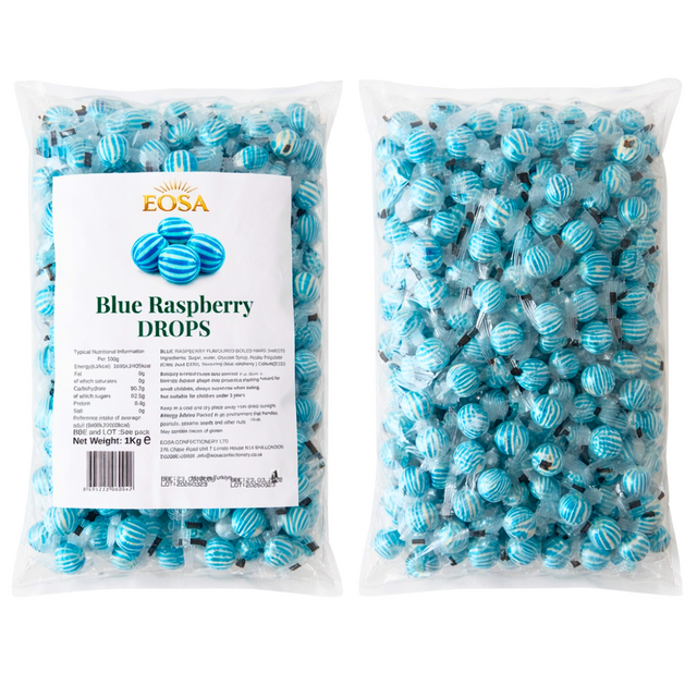 Eosa Blue Raspberry Drops Hard Boiled Candy - 1kg