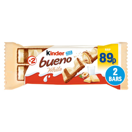 Kinder Bueno White & Hazelnuts Chocolate Bar 43g PMP 89p - 30 Count