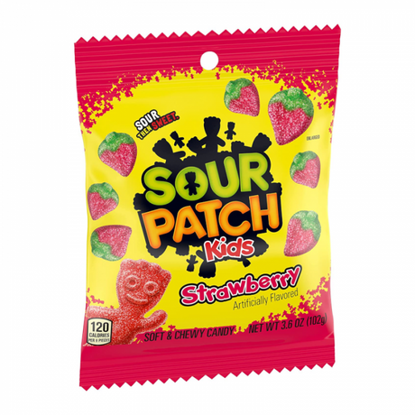 Sour Patch Kids Strawberry Peg Bag 102g - 12 Count