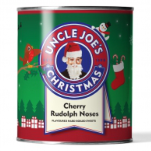 Uncle Joe's Cherry Rudolph Noses Boiled Sweets Tins 120g - 6 Count