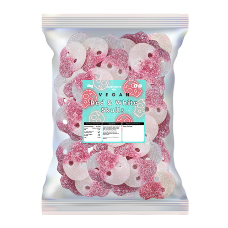 Candycrave Vegan Fizzy Red & White Skulls - 2kg
