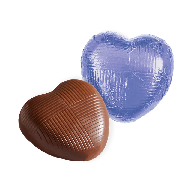 Whitakers Lilac Foiled Chocolate Hearts - 1kg