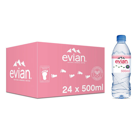 Evian Natural Still Spring Water 500ml - 24 Count