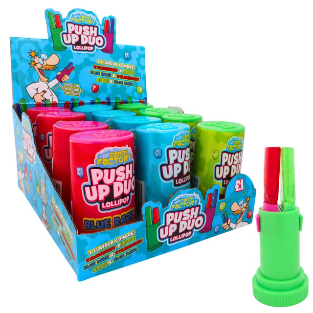 Crazy Candy Factory Push Up Duo Lollipop 124g - 12 Count