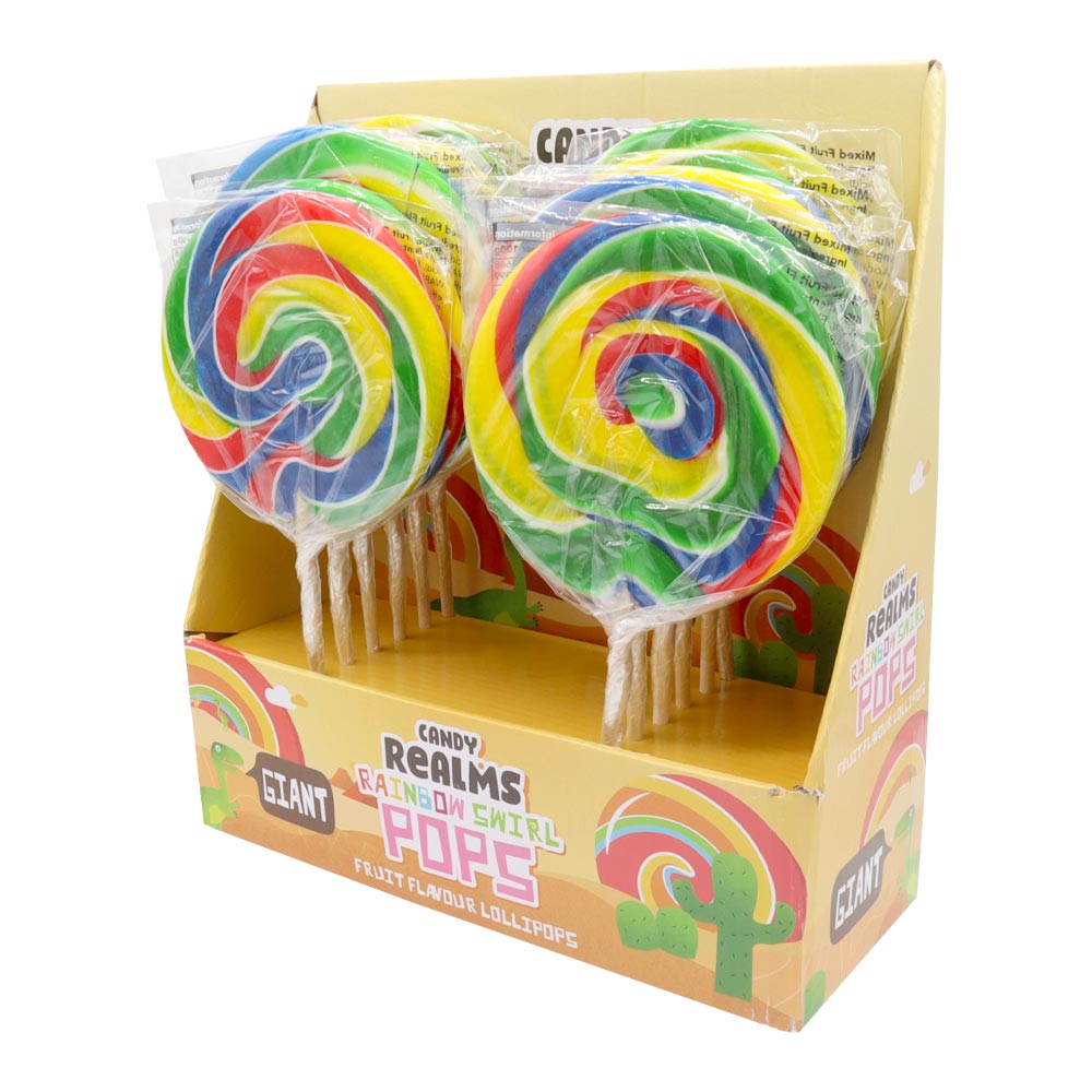 Candy Realms Large Round Lollipop 125g - 12 Count