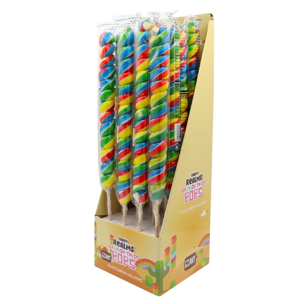 Wholesale Candy Realms Large Twist Lollies 125g - 16 Count