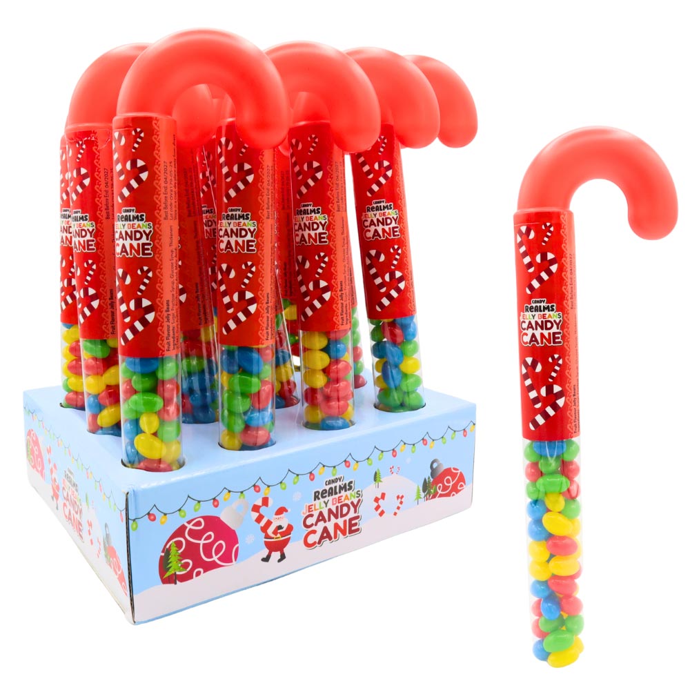 Candy Realms Jelly Beans Candy Cane 80g - 12 Count